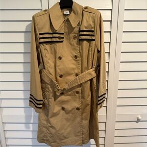 CAbi Beige Trench Coat with Black Stripes